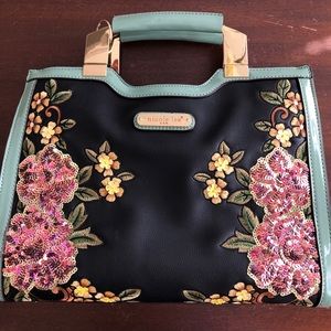 Black/Floral Nicole Lee Mini Briefcase
